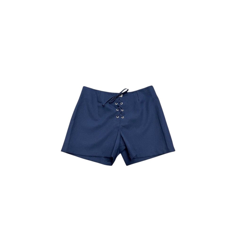 1990s navy blue lace up mini shorts made in USA size small